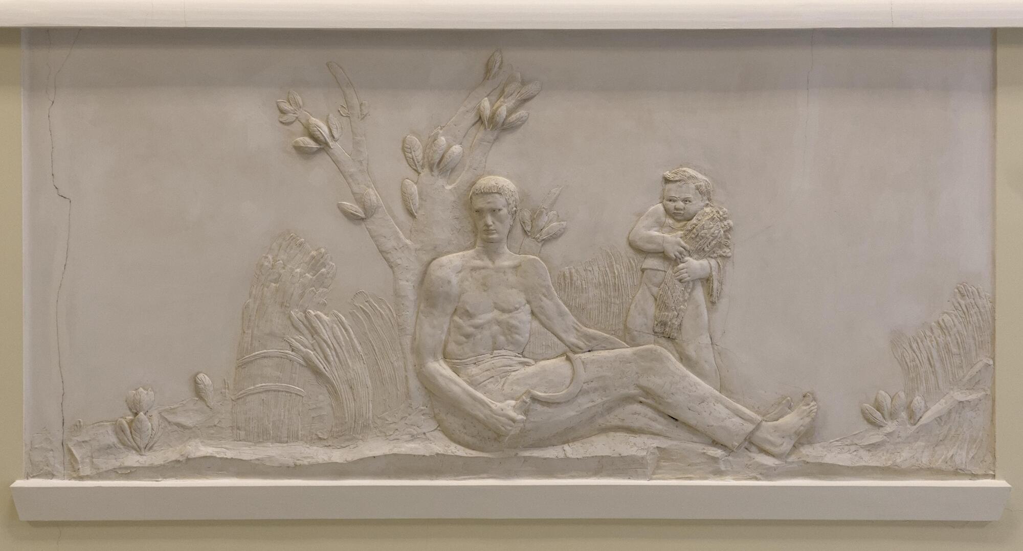 Luigi Strazzabosco, *L'Agricoltura*, decorazione a stucco sul soffitto della sala di rappresentanza, 1935, palazzo Santo Stefano, ala ristrutturata da Angelo Pisani nel 1934-35, piazza Antenore 3, Padova