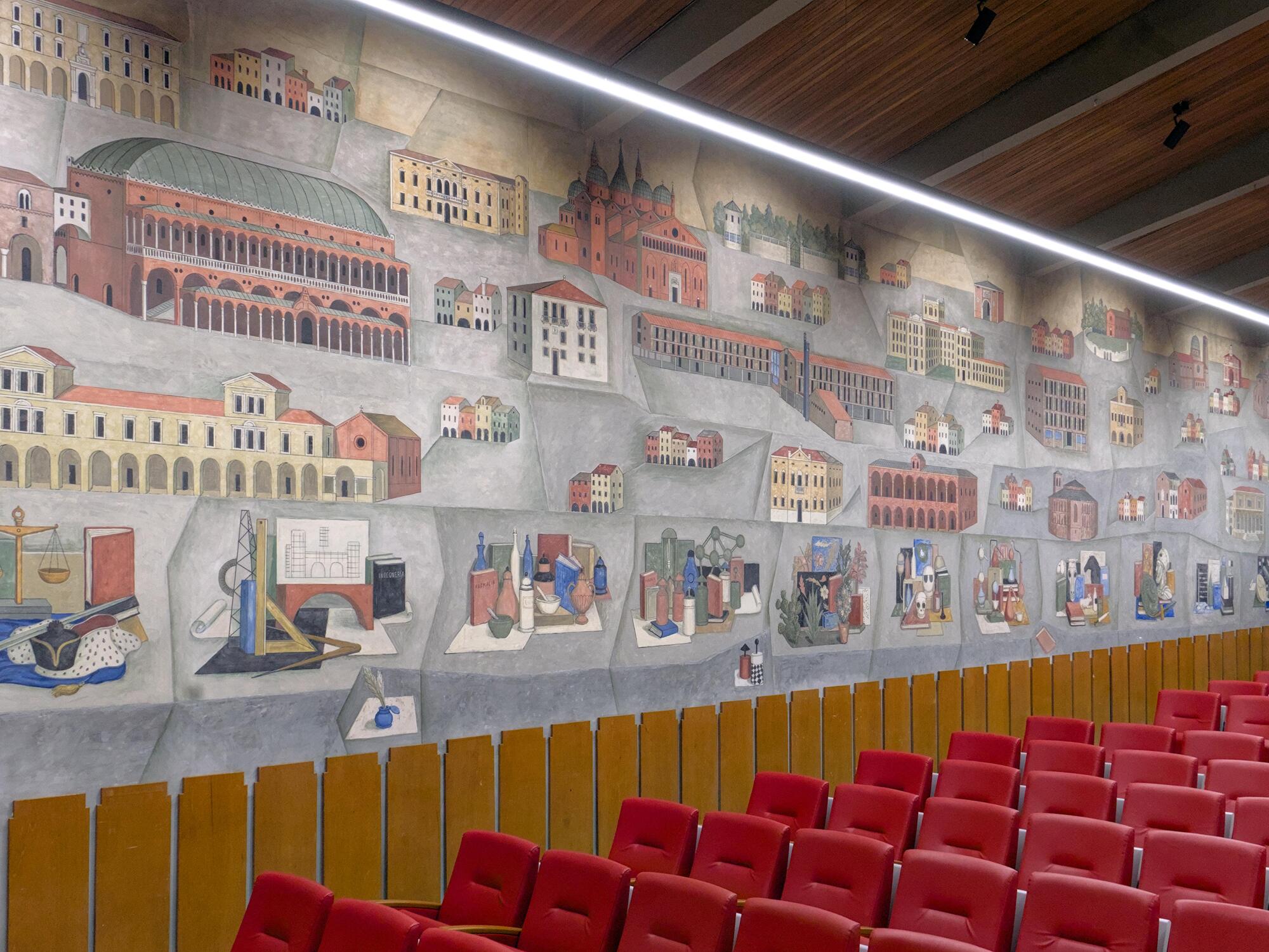 Fulvio Pendini, affresco nell’aula magna del Collegio Universitario Gregorianum (Giulio Brunetta, 1963), via Marcel Proust 10, Padova