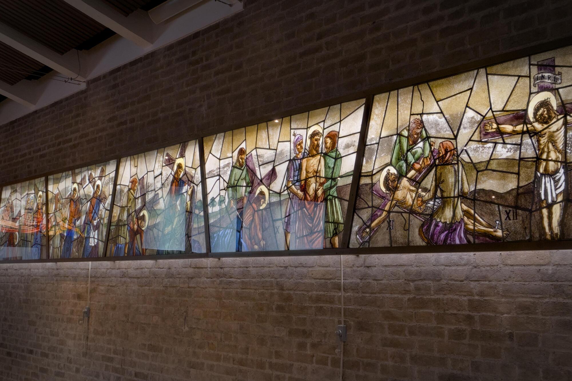 Fulvio Pendini, Via Crucis [1959?], cappella delle suore, Opera della Provvidenza S. Antonio (Giulio Brunetta, 1955-59), via della Provvidenza 68, Sarmeola di Rubano, Padova